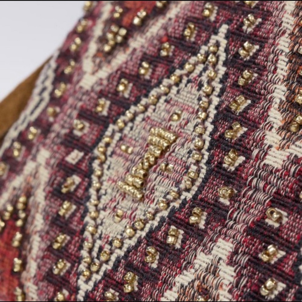 Suede Leather Wristlet with Tribal Ikat Pattern - Picture 3 of 6